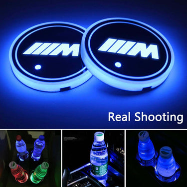 LED Car Cup Holder Lights, 7 Colors Changing USB Charging Mat Luminescent Cup Pad, LED Interior Atmosphere Lamp